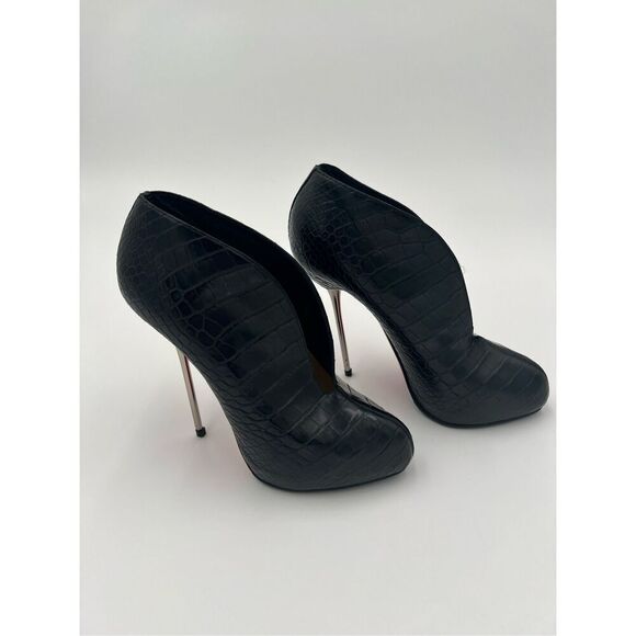 CHRISTIAN LOUBOUTIN  Matte Crocodile Fastissima 120 Booties 38.5 Black - Picture 1 of 10